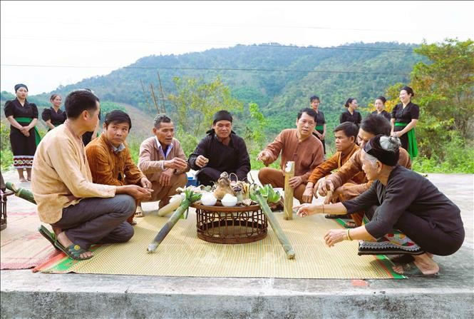 បន្ទាប់ពីពិធីថ្វាយព្រះឥន្ទ្រ បូជាចារ្យ ព្រឹទ្ធាចារ្យភូមិ ប្រធានភូមិនិងអ្នកមានកិត្យានុភាពលើកពែងស្រាដើមឆ្នាំផឹកជាមួយគ្នាដើម្បីជូនពរជួបតែសេចក្តីល្អប្រសើរគ្រប់ប្រការដល់ភូមិនិគមក្នុងឆ្នាំថ្មី 08-potal-nghe-an-le-don-tieng-sam-dau-nam-cua-dan-toc-o-du-duoc-xep-hang-di-san-van-hoa-phi-vat-the-quo.jpg