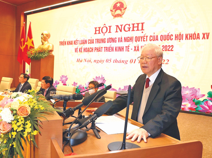 ឆ្នាំ ២០២២ ជាឆ្នាំនៃ "សាមគ្គីភាព ក្រឹត្យវិន័យ ត្រៀមលក្ខណៈបន្ស៊ាំខ្លួនជាមុន សុវត្ថិភាព ប្រសិទ្ធភាព ស្តារការអភិវឌ្ឍឡើងវិញ" ảnh 1