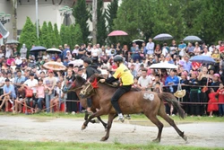 អស្វសាទិនស្រែចម្ការនៅលើទីលានប្រណាំងក្នុងពិធីប្រណាំងសេះប្រពៃណីស្រុក បាក់ហា (ថ្ងៃទី ៧ ខែ មិថុនា ឆ្នាំ ២០២៥ ស្រុក បាក់ហា ខេត្ត ឡាវកាយ) លើកទី ១៨។ រូបថត៖ ហុងនិញ - ទីភ្នាក់ងារព័ត៌មានវៀតណាម