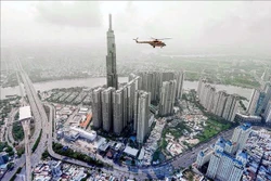 Landmark 81 ក្នុងបុរីចម្រុះលំដាប់ខ្ពស់ Vinhome Central បច្ចុប្បន្នជាអគារខ្ពស់បំផុតនៅទីក្រុង ហូ ជីមិញ។ រូបថត៖ ថាញ់វូ - ទីភ្នាក់ងារព័ត៌មានវៀតណាម