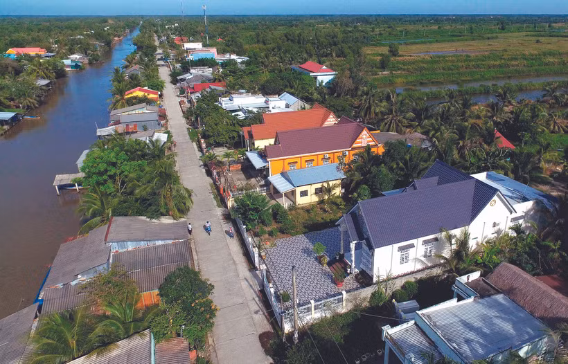 ជ្រុងមួយនៃភូមិ ញ៉ាឡូវលេខ ១ ឃុំ និញថាញ់លើយអា ស្រុក ហុងយ៉ឹន (ខេត្ត បាកលៀវ) មើលពីលើអាកាស