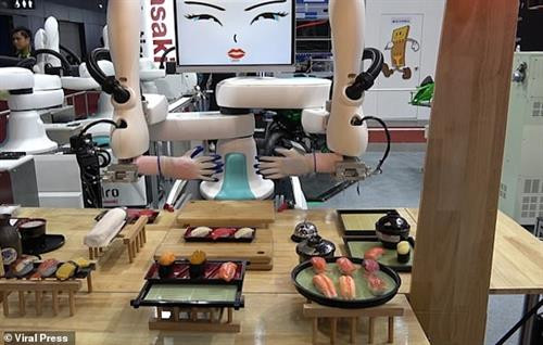 មនុស្សយន្ត SCARA របស់ក្រុមហ៊ុន ជប៉ុន Kawasaki អាចរៀបចំម្ហូបស៊ូស៊ីរបស់ ជប៉ុន មនុស្សយន្ត SCARA របស់ក្រុមហ៊ុន ជប៉ុន Kawasaki អាចរៀបចំម្ហូបស៊ូស៊ីរបស់ ជប៉ុន