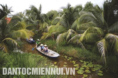 ភ្ញៀវទេសចរមកទស្សនាចំការអេកូឡូស៊ីរបស់បង អ៊ុតគឹង នៅឃុំ វិញទេ ស្រុក ចូវដុក ដោយជិះទូក មានសកម្មភាពវប្បធម៌សិល្បៈប្រជាប្រិយជាច្រើនដូចជា៖ រាំនាគ លោតម៉ុងសាយ... ត្រូវបានរៀបចំឡើងក្នុងឱកាសពិធីបុណ្យ វៀបាជួស៊ឺនូយសាមទាក់ទាញអ្នកទស្សនាយ៉ាងច្រើនកុះករ