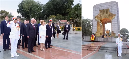 ប្រធានក្រុមប្រឹក្សាសហព័ន្ធរុស្ស៊ី (ព្រឹទ្ធសភា) នៃសភាសហព័ន្ធរុស្ស៊ី លោកស្រី Valentina Ivanovna Matvienko អញ្ជើញដាក់កម្រងផ្កានៅនឹងស្តូបរំលឹកគុណដល់វិញ្ញាណខ័ន្ធវិរយុទ្ធជនពលី។ រូបថត៖ ផាមគៀន - ទីភ្នាក់ងារព័ត៌មានវៀតណាម ប្រធានក្រុមប្រឹក្សាសហព័ន្ធរុស្ស៊ី (ព្រឹទ្ធសភា) នៃសភាសហព័ន្ធរុស្ស៊ី លោកស្រី Valentina Ivanovna Matvienko អញ្ជើញដាក់កម្រងផ្កានៅនឹងស្តូបរំលឹកគុណដល់វិញ្ញាណខ័ន្ធវិរយុទ្ធជនពលី។ រូបថត៖ ផាមគៀន - ទីភ្នាក់ងារព័ត៌មានវៀតណាម