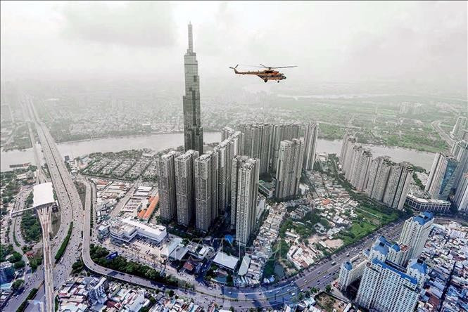 Landmark 81 ក្នុងបុរីចម្រុះលំដាប់ខ្ពស់ Vinhome Central បច្ចុប្បន្នជាអគារខ្ពស់បំផុតនៅទីក្រុង ហូ ជីមិញ។ រូបថត៖ ថាញ់វូ - ទីភ្នាក់ងារព័ត៌មានវៀតណាម